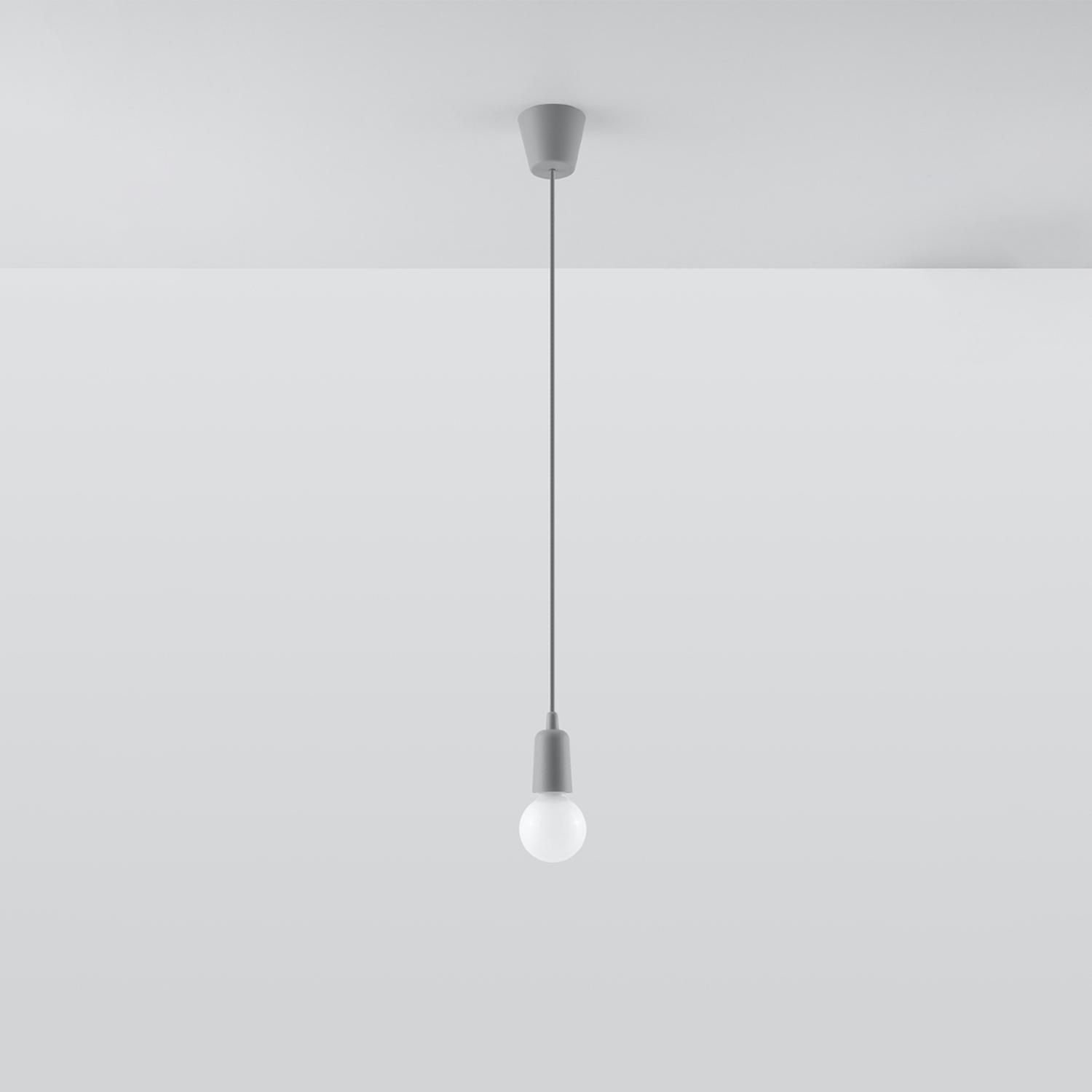 lámpara colgante DIEGO 1 en elegante color gris. Perfecta para iluminar y decorar cualquier espacio con un toque moderno y sofisticado. Una elección ideal para tu hogar.