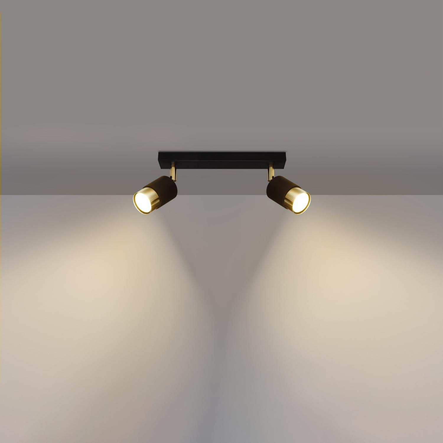 lámpara de techo NERO 2 en elegante negro y dorado, que aporta un toque moderno y sofisticado a cualquier espacio. Ideal para iluminar y decorar tu hogar con estilo.