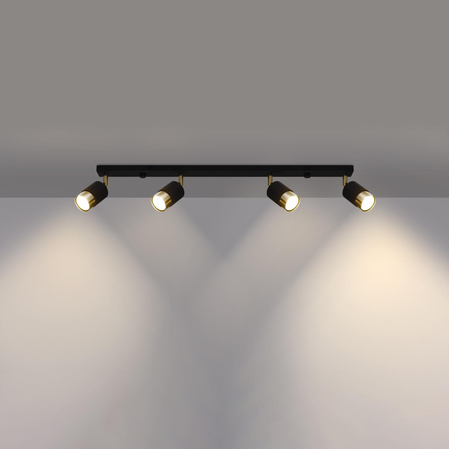 lámpara de techo NERO 4 en elegante negro y dorado, ideal para iluminar y decorar cualquier espacio con un toque moderno y sofisticado. Perfecta para tu hogar.