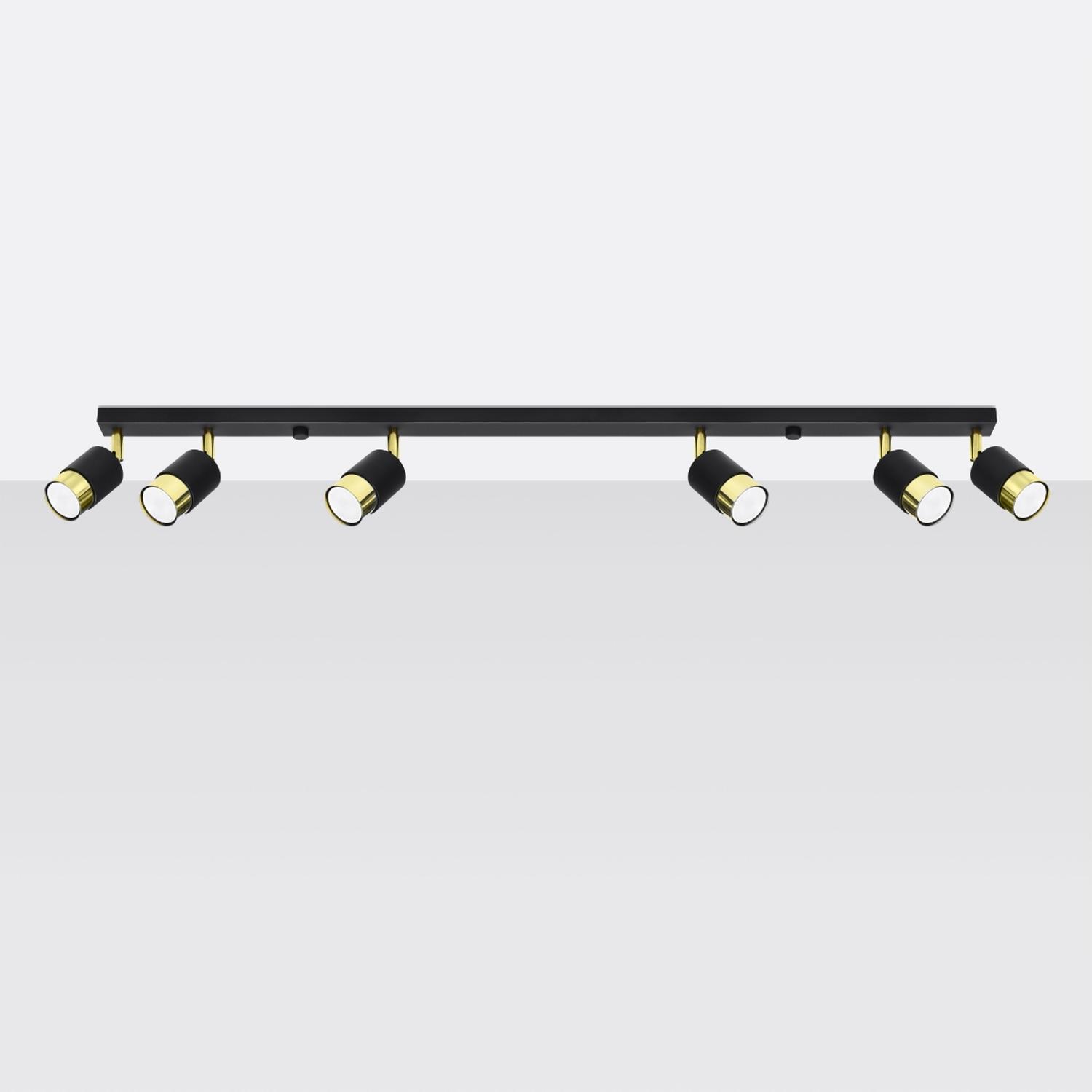 lámpara de techo NERO 6 en elegante combinación negro y dorado. Ideal para iluminar y decorar cualquier espacio con un toque sofisticado y moderno. ¡Transforma tu hogar hoy!