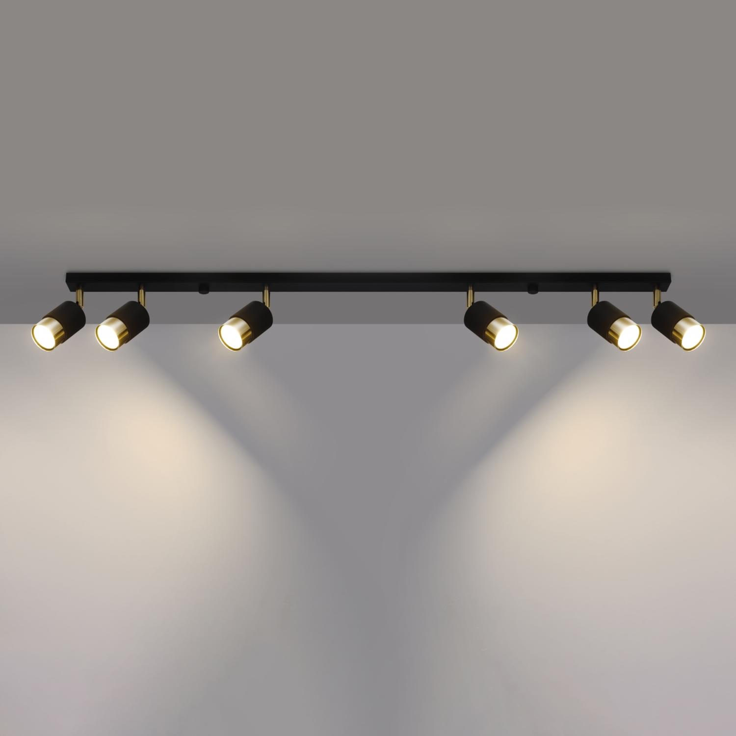 lámpara de techo NERO 6 en elegante combinación negro y dorado. Ideal para iluminar y decorar cualquier espacio con un toque sofisticado y moderno. ¡Transforma tu hogar hoy!