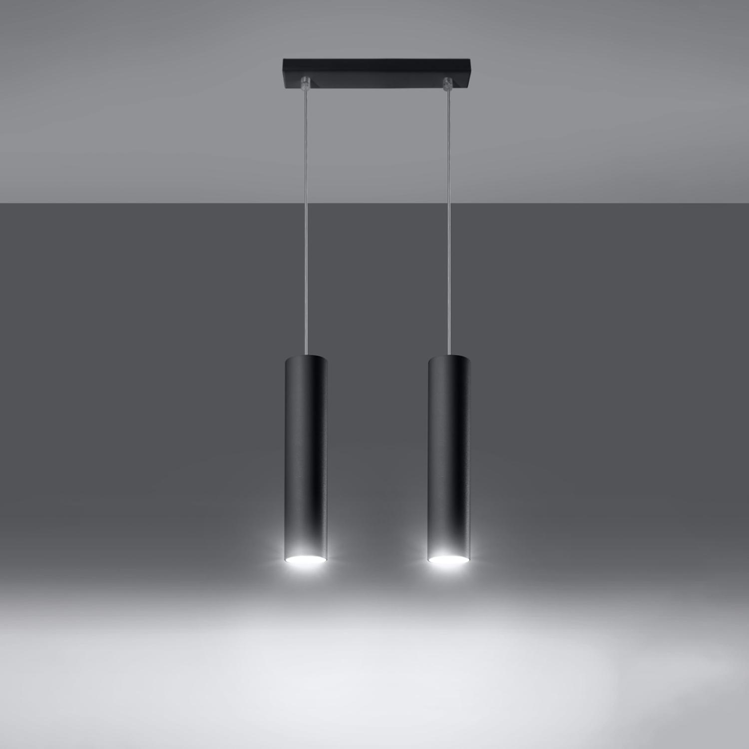 lámpara colgante LAGOS 2 en negro, un sofisticado y actual elemento que aporta iluminación con estilo. Su diseño moderno se adapta a cualquier ambiente, ideal para realzar tu hogar.