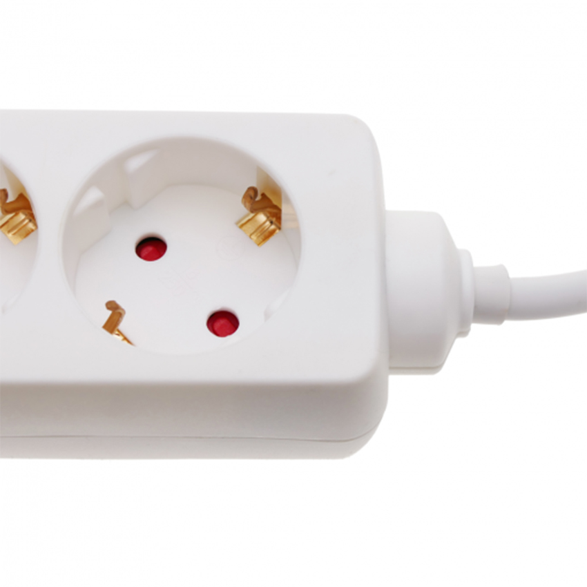 regleta alemana blanca de 6 vías sin interruptor, con una longitud de 1,5 m. Ofrece una conexión segura y eficiente con cable 3G de 1,5 mm², ideal para cualquier hogar.