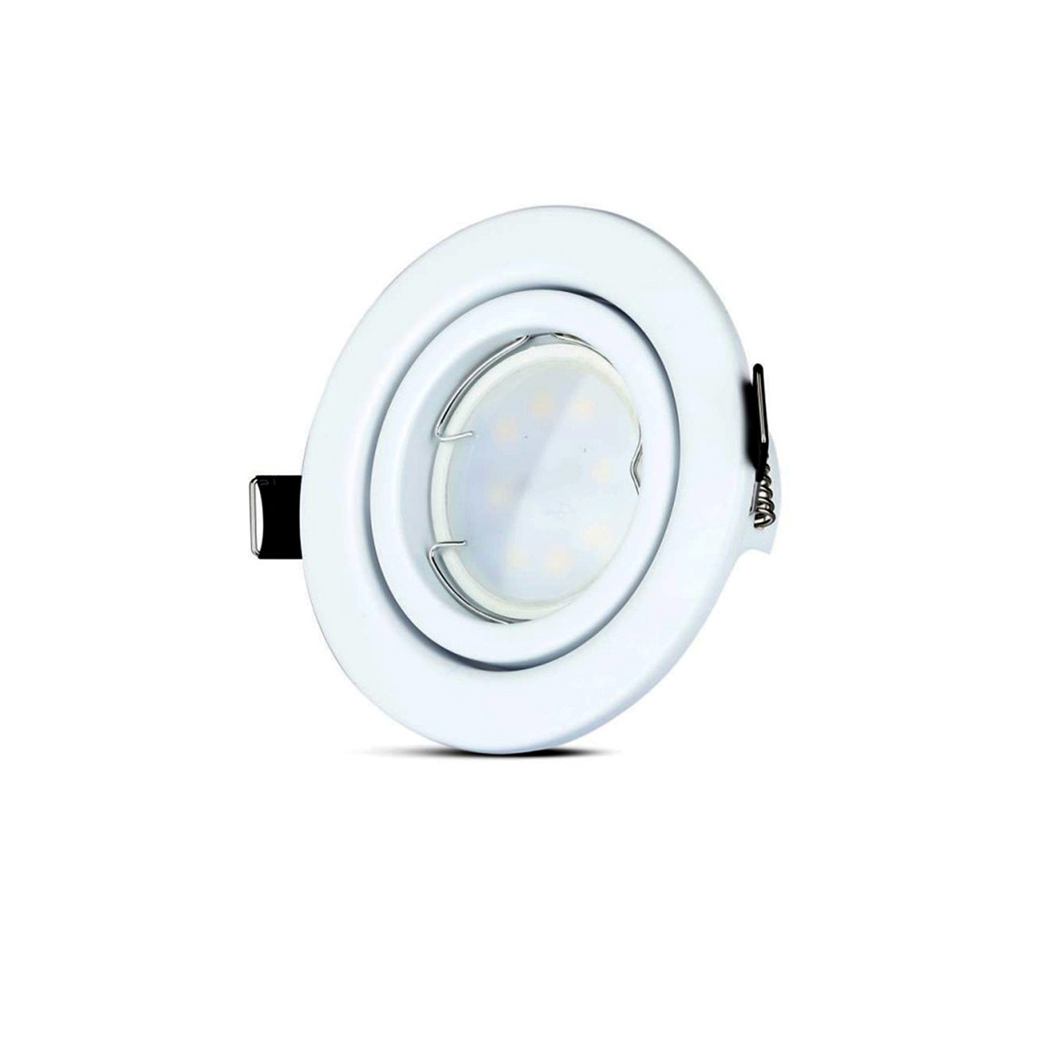 pack de 3 Aros empotrables led con bombilla dicroica 5wFoco led empotrable pack 3 ojos de buey led (Luz Cálida)