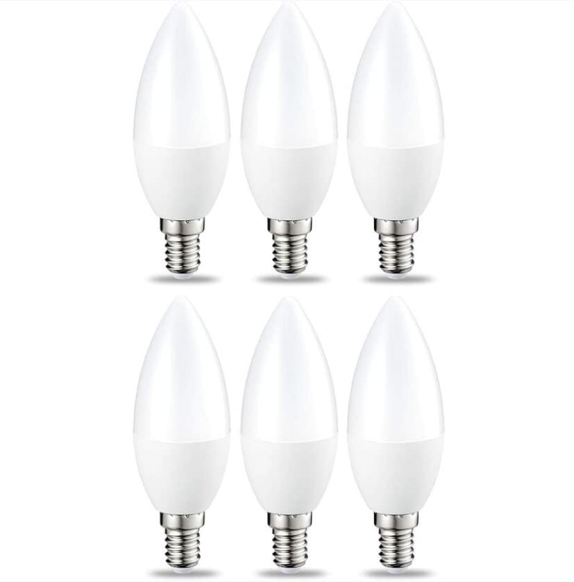  Pack de 6 Bombillas LED tipo vela de 4,5w, casquillo E14 ideal para lámparas decorativas y colgantes de estilo rústico (Luz fría)