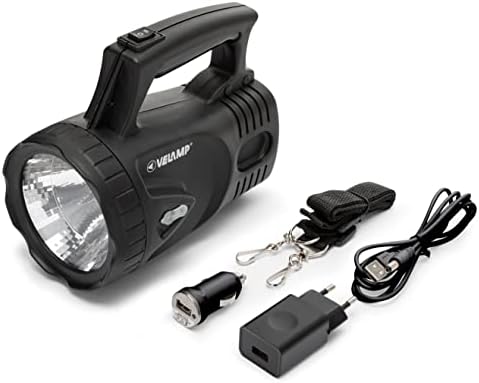  ICARO Linterna Antorcha LED 170lumen (3W), Lámpara Recargable. Batería de Litio. para Camping, Pesca, Trekking, emergencias, súper Equo, 3 W, Gris Antracita, Inconnu