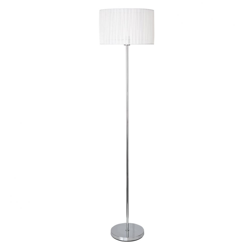 lampara de Pie, Ideal para salón, 1xE27, Articulable y orientable, Blanco/Cromo 17x3x23 cm (Blanco/Cromo)