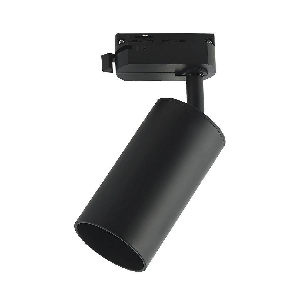 foco Carril Voronia 1xGU10 Negro. Medidas: 18,4x7,4x6 cm. Su diseño orientable permite un giro de 360º, ideal para iluminar cualquier espacio con estilo y versatilidad.