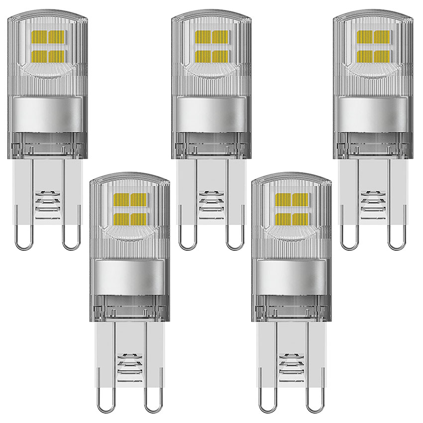  Pack de 5 lámparas led pim G9 base 1,9W 2700k