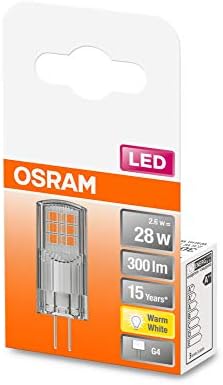  Lámpara LED con base G4, luz blanca cálida (2700 K), lámpara de bajo voltaje de 12 V, 2,6 W, reemplazo de la lámpara tradicional de 28 W [clase energética F] [clase energética F]