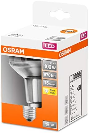  Star R80 Bombilla LED reflectora, Casquillo E27, 2700 K, 9,10W, Equivalente a 100W, 9.1 W, Blanco cálido, 1 Unidad (Paquete de 1)