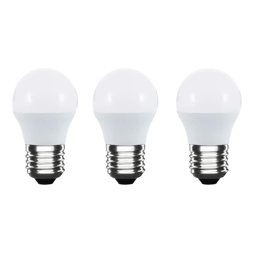 kIT de 3 bombillas LED Standard E27 de 10W, 932 lm y 3200K. Proporciona una luz cálida ideal para cualquier espacio. Dimensiones: Ø6x10,8 cm. Eficiencia y estilo en tu hogar.