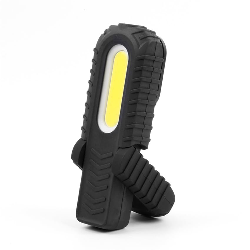 linterna LED COB recargable de 3W 90lm y 5W 300lm. Incluye gancho, imán y soporte para mayor versatilidad. Ideal para camping, emergencias y actividades al aire libre.