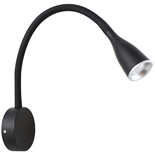 lámpara LED flexo de pared negra, 5W, ideal para lectura y decoración, ajuste flexible y ahorro energético.